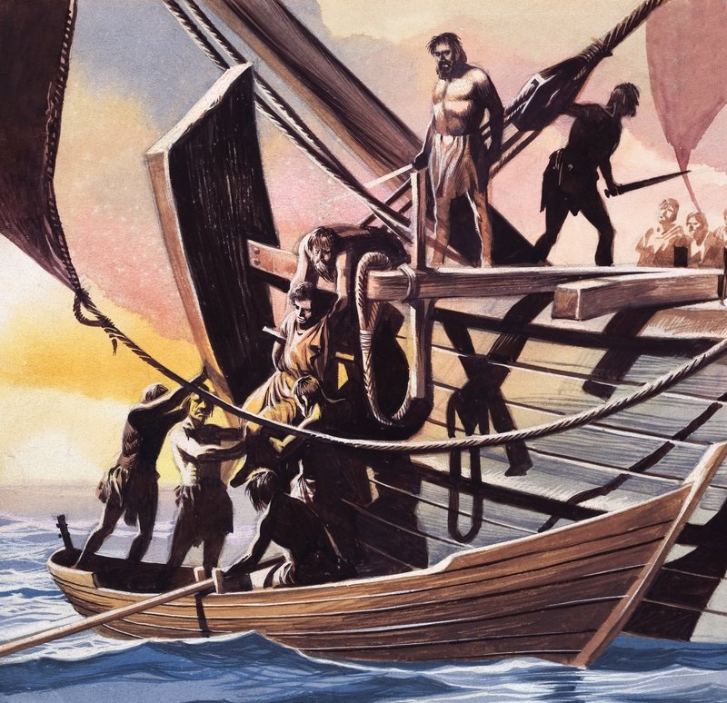 Pirates taking a Prisoner (gouache på papir) af Ron Embleton