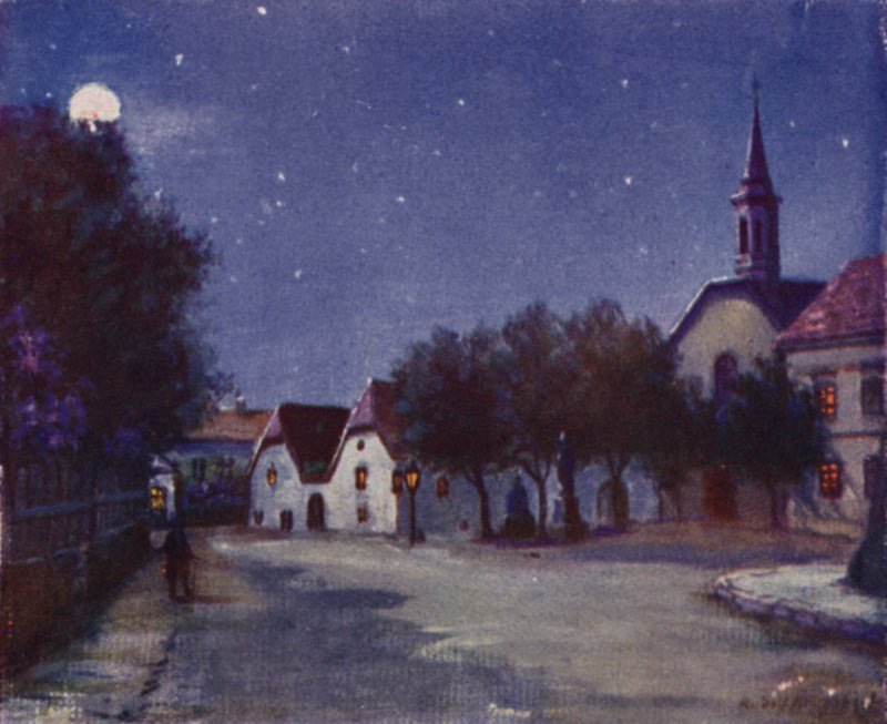 Den gamle Pfarrplatz i Heiligenstadt (farve litho) af Rudolf Klingsbogl