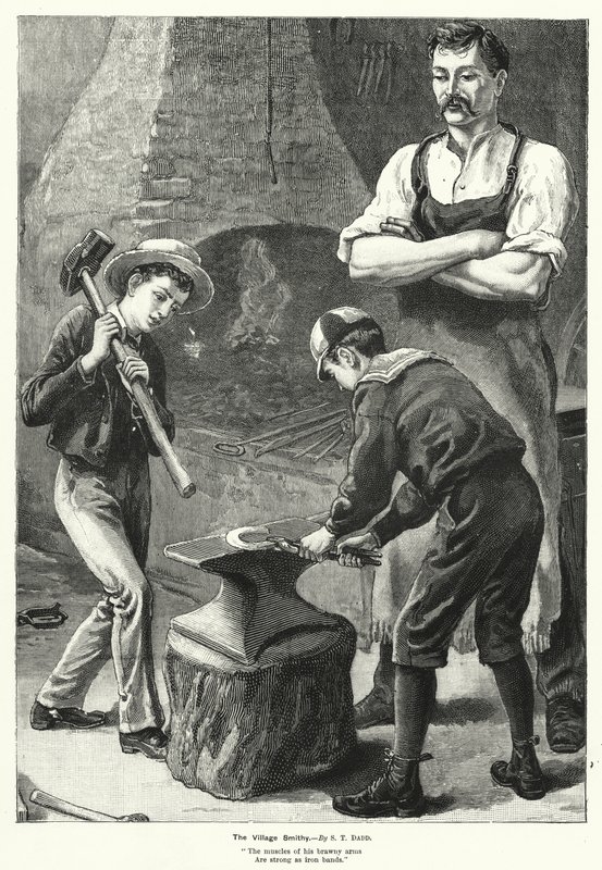 The Village Smithy (gravering) af S.T. (after) Dadd