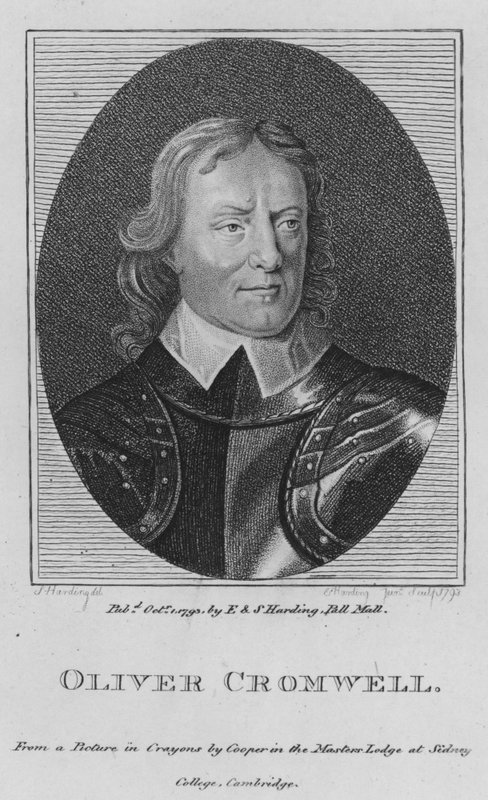 Oliver Cromwell (gravering) af S. (after) Harding