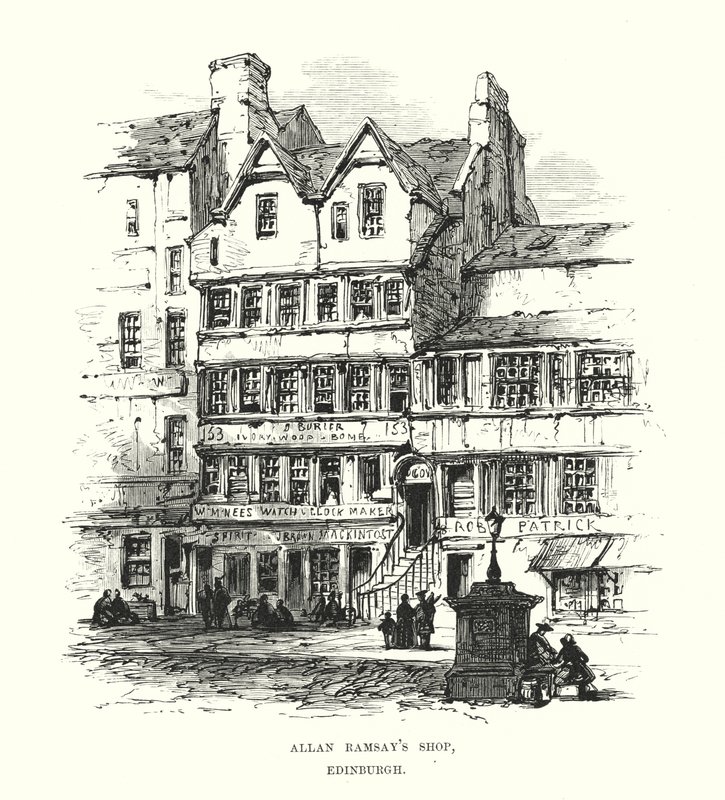 Allan Ramsays Shop, Edinburgh af Samuel Read
