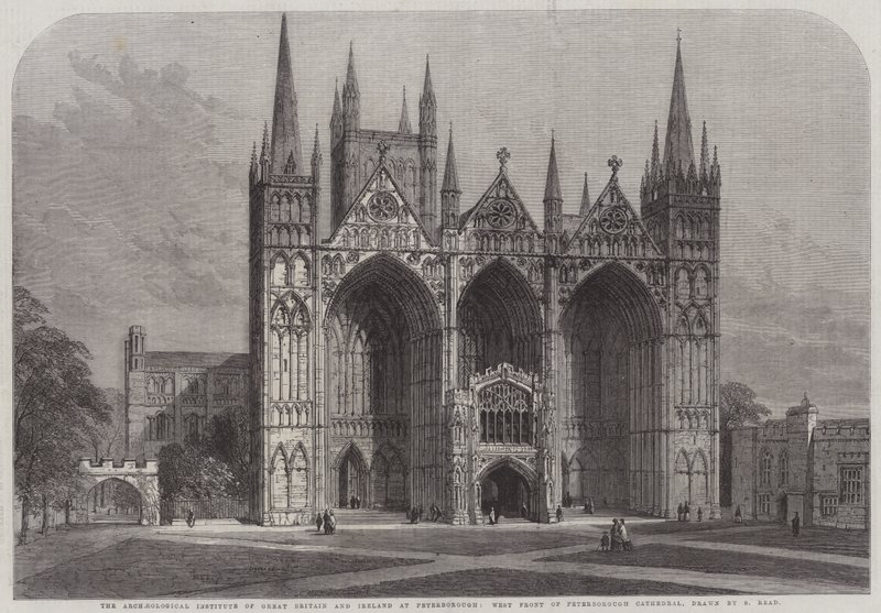 Det arkæologiske institut i Storbritannien og Irland i Peterborough, West Front of Peterborough Cathedral af Samuel Read