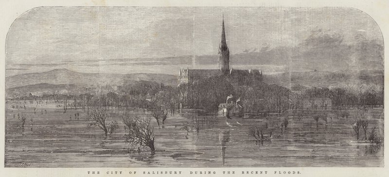 Byen Salisbury under de seneste oversvømmelser af Samuel Read