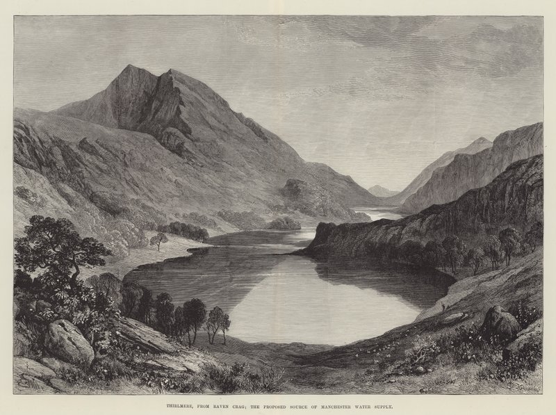 Thirlmere, fra Raven Crag; den foreslåede kilde til Manchesters vandforsyning af Samuel Read