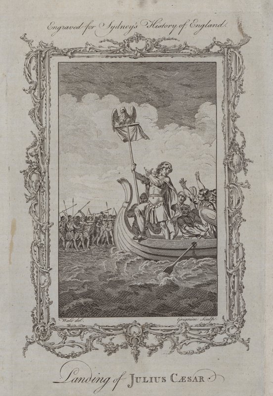 Landing af Julius Cæsar (gravering) af Samuel (after) Wale