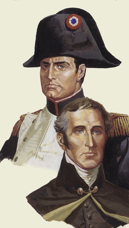Napoleon og Wellington (gouache på papir) af Severino Baraldi