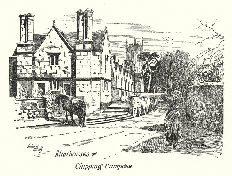 Almshuse ved Chipping Campden (gravering) af Sidney Heath