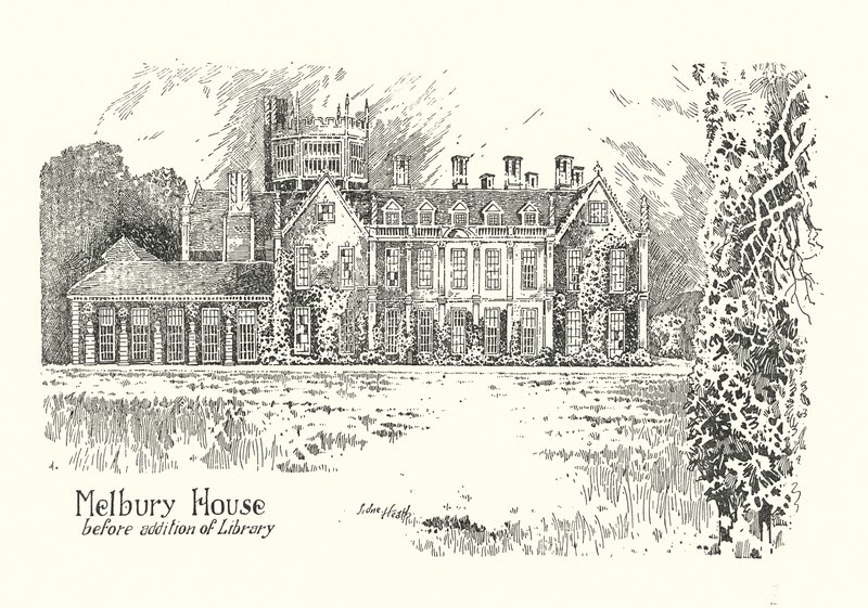 Dorset: Melbury House (litografi) af Sidney Heath