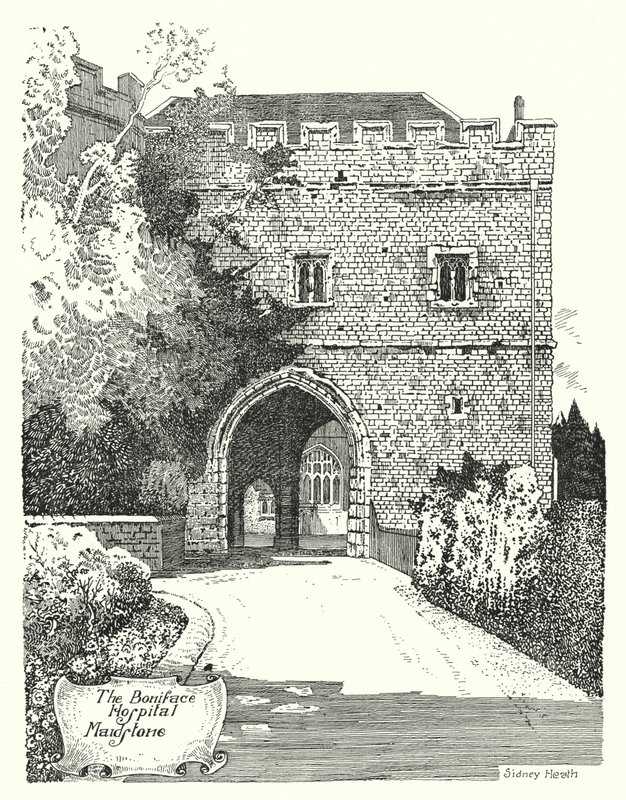 Boniface Hospital, Maidstone (gravering) af Sidney Heath