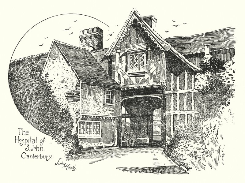 The Hospital of S John, Canterbury (gravering) af Sidney Heath