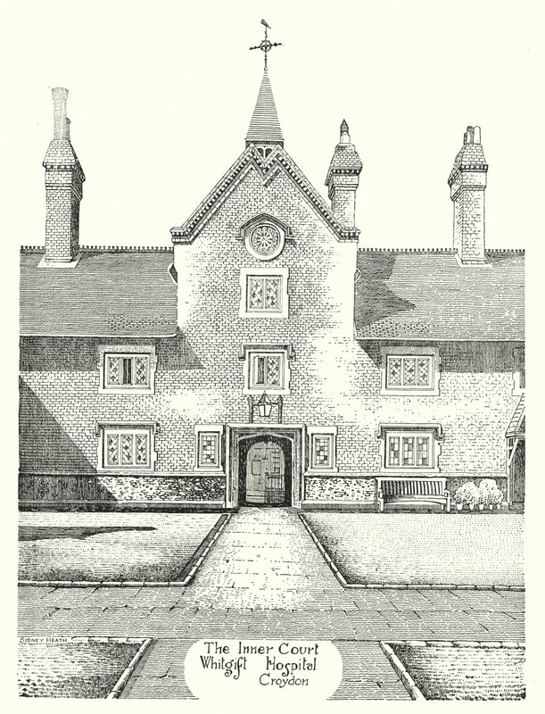 The Inner Court, Whitgift Hospital, Croydon (gravering) af Sidney Heath