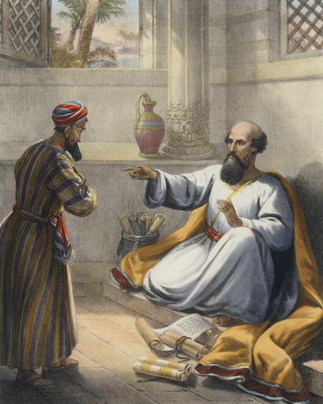 Elisa og Gehazi (farvet gravering) af Siegfried Detler Bendixen