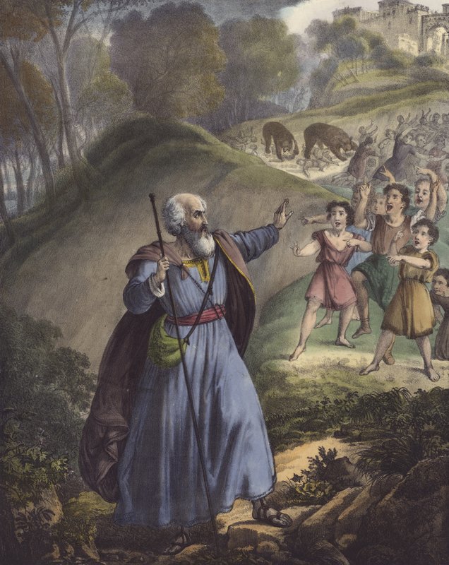 Små børn håner Elisha af Siegfried Detler Bendixen