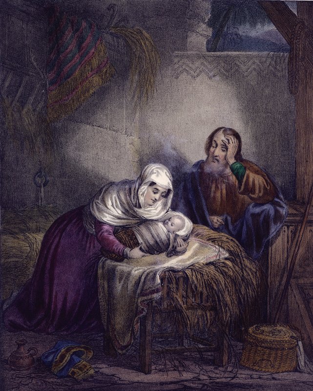 Kristi fødsel (farve litho) af Siegfried Detler Bendixen