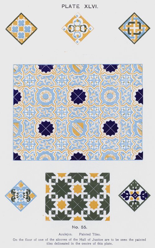 Azulejos, malede fliser (farve litho) af Spanish School