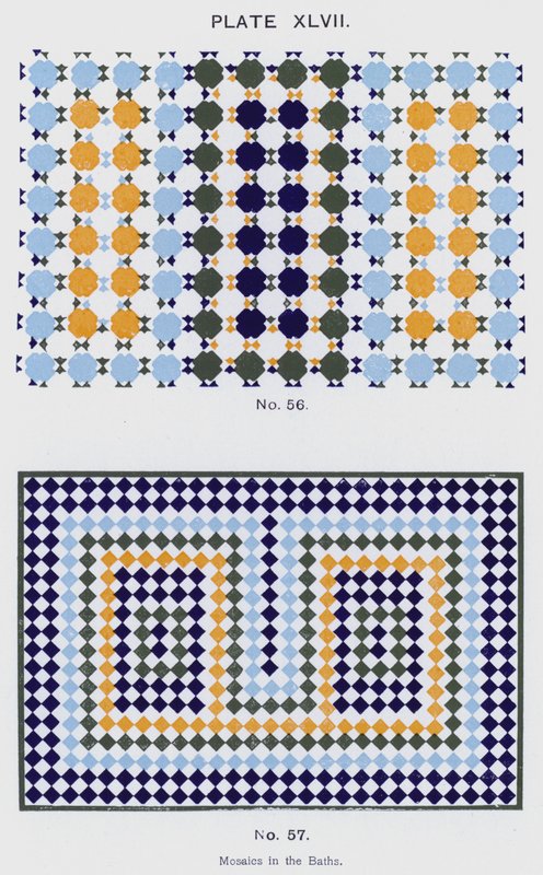 Mosaikker i badene (farve litho) af Spanish School