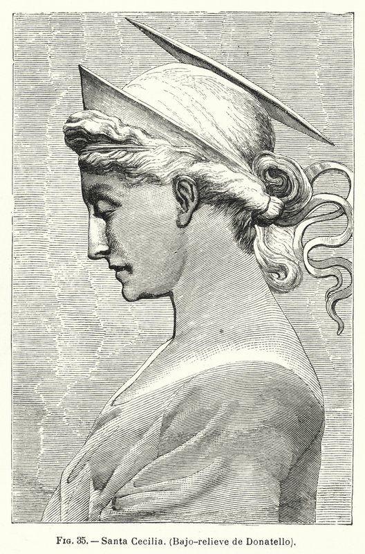 Sankt Cecilia, basrelief af Donatello (litho) af Spanish School