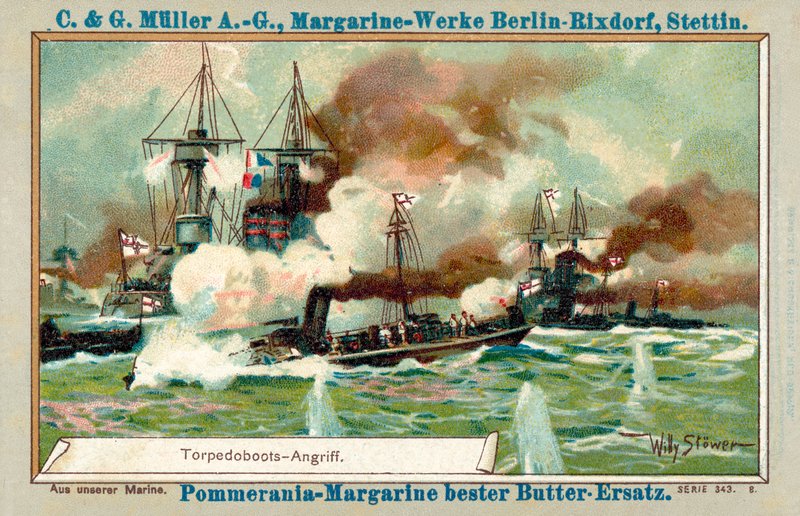 Torpedobådangreb (chromolitho) af Stoewer Willy