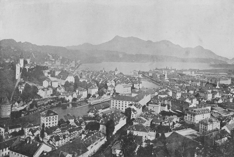 Lucerne og Righi (s/h-billede) af Swiss Photographer