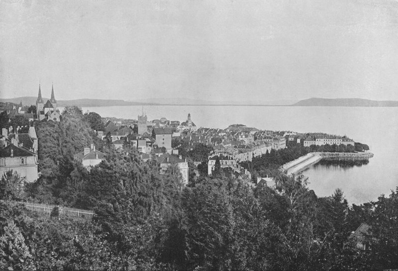 Neuchatel, Vue Generale (s/h-billede) af Swiss Photographer