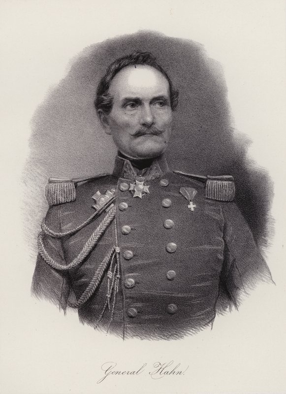 Emanuel Hahn, schweizisk general (gravering) af Swiss School