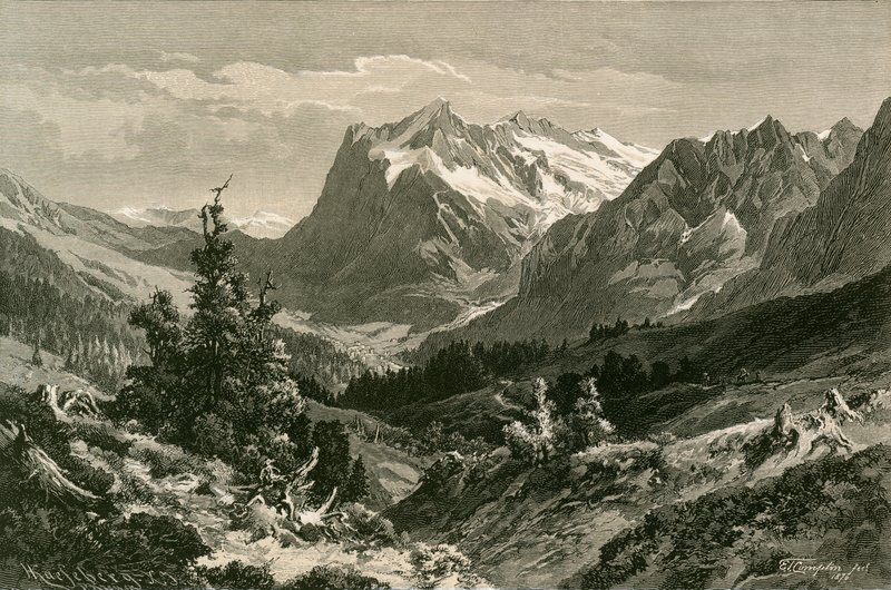 I nærheden af Grindelwald, Berner Oberland af Swiss School