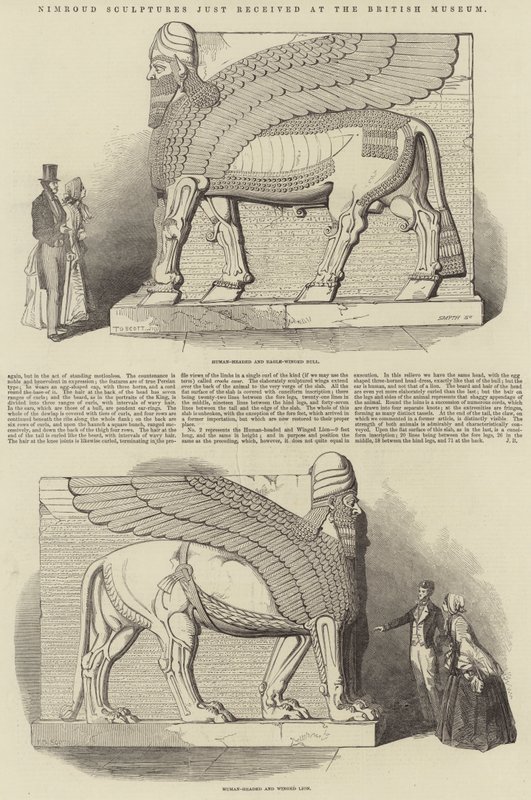 Nimroud-skulpturer, der netop er modtaget på British Museum af T. D. Scott