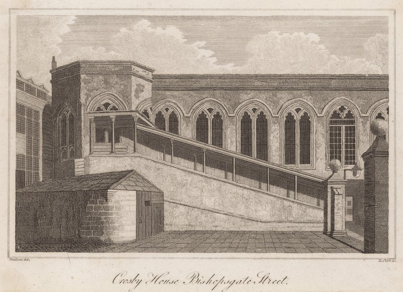 Crosby Hall, Bishopsgate Street, London af T. Prattent