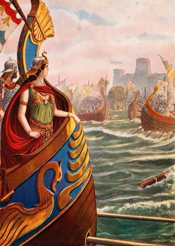 Cleopatra i slaget ved Actium af Tancredi Scarpelli