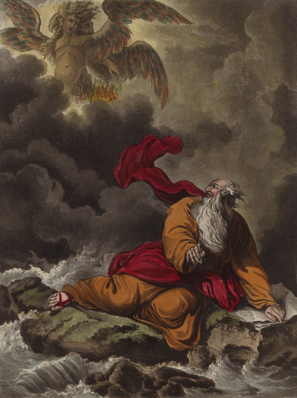 Ezekiel og keruberne (ætsning) af Theodore (after) Lane