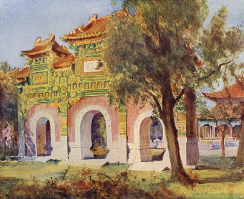 Peking, Porcelæn Pailau i Hall of the Classics af Thomas Hodgson Liddell