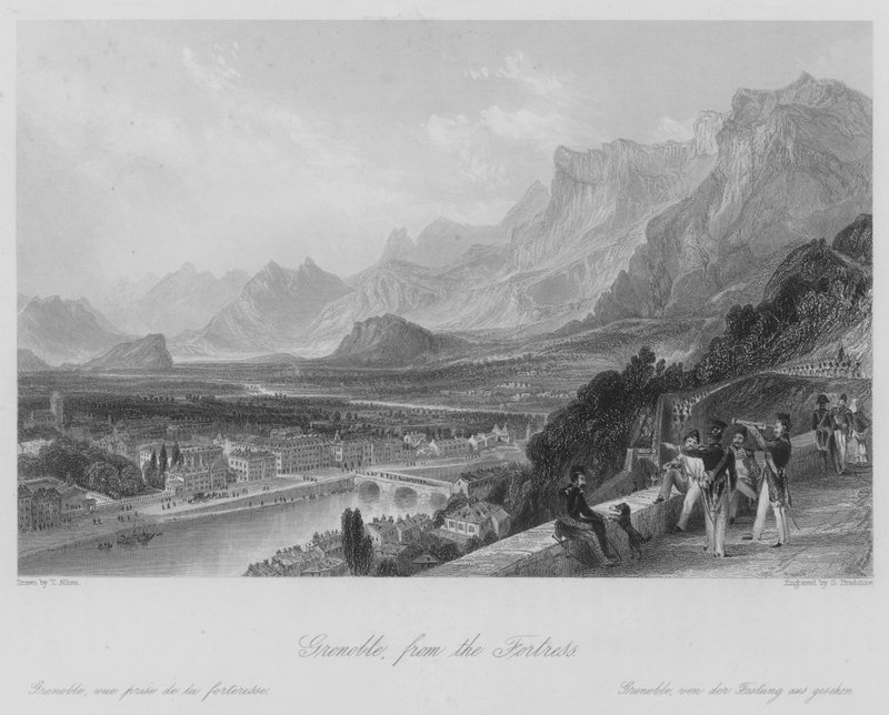 Grenoble, fra fæstningen (gravering) af Thomas (after) Allom