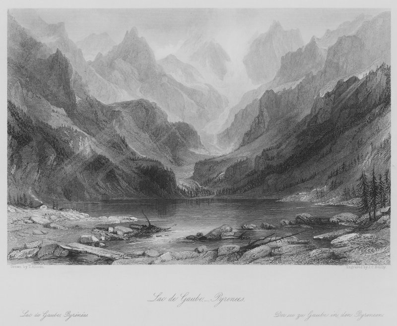 Lac de Gaube, Pyrenæerne (gravering) af Thomas (after) Allom