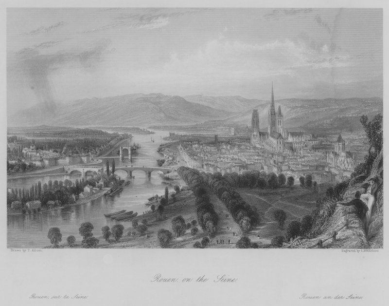 Rouen, ved Seinen (gravering) af Thomas (after) Allom