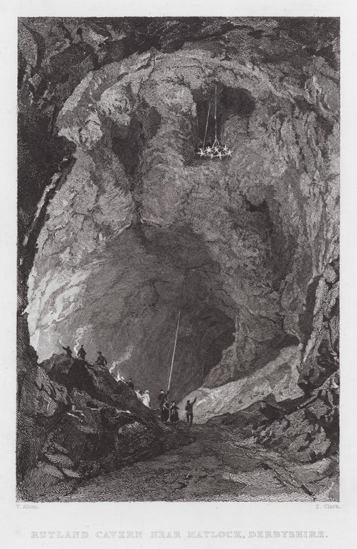 Rutland Cavern, nær Matlock, Derbyshire (gravering) af Thomas (after) Allom