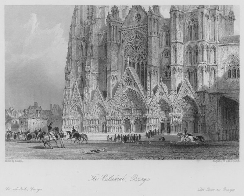 Katedralen, Bourges (gravering) af Thomas (after) Allom