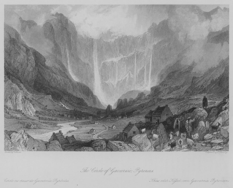 Gavarnie-kredsen, Pyrenæerne (gravering) af Thomas (after) Allom