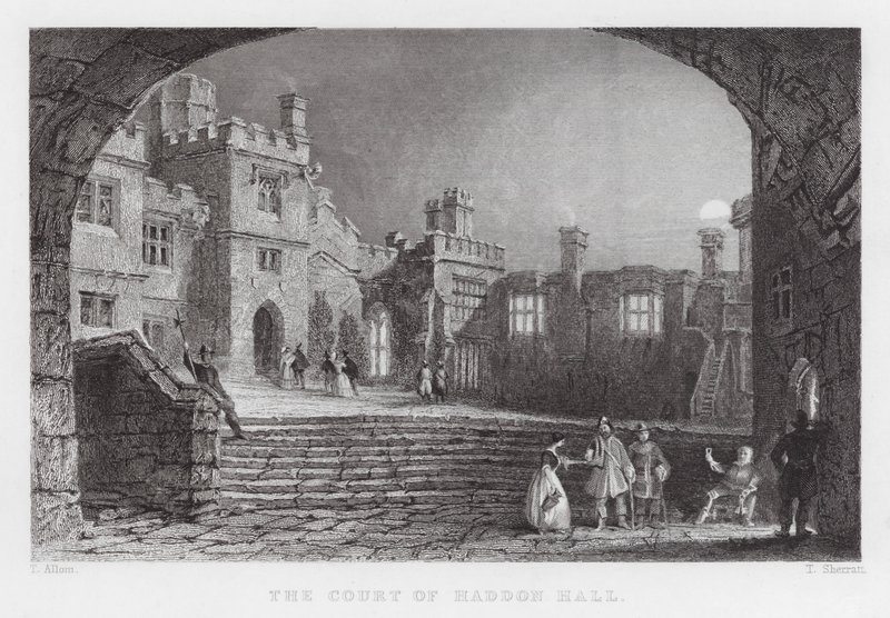 Retten i Haddon Hall (gravering) af Thomas (after) Allom