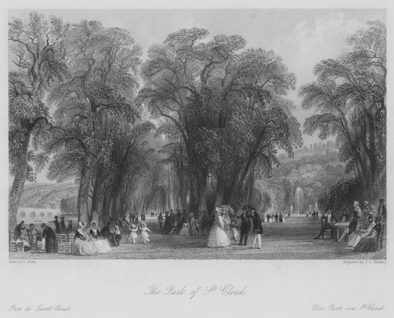 The Park of St Cloud (gravering) af Thomas (after) Allom