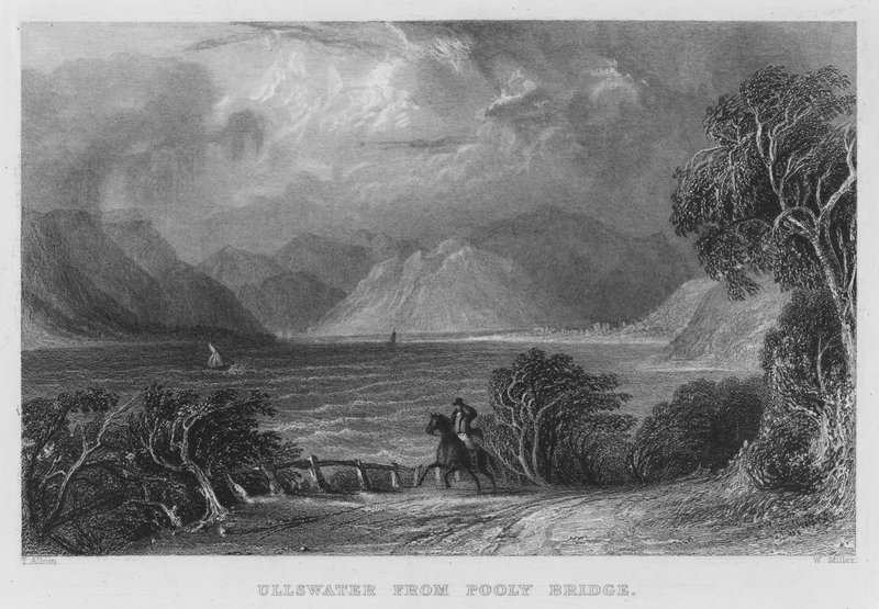 Ullswater fra Pooley Bridge (gravering) af Thomas (after) Allom