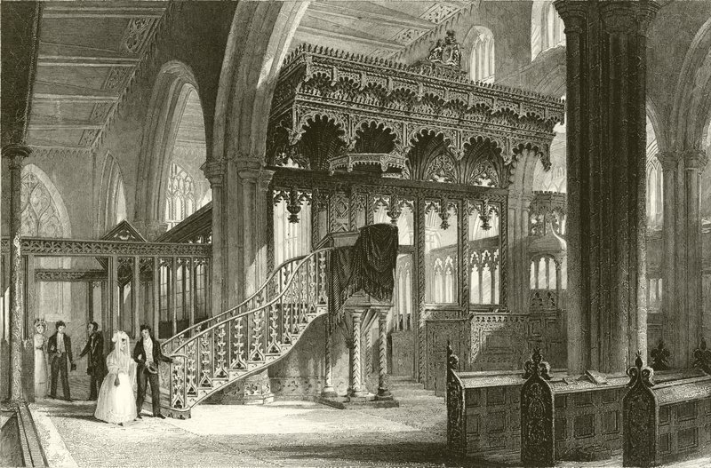 Sefton Church, Lancashire af Thomas Allom