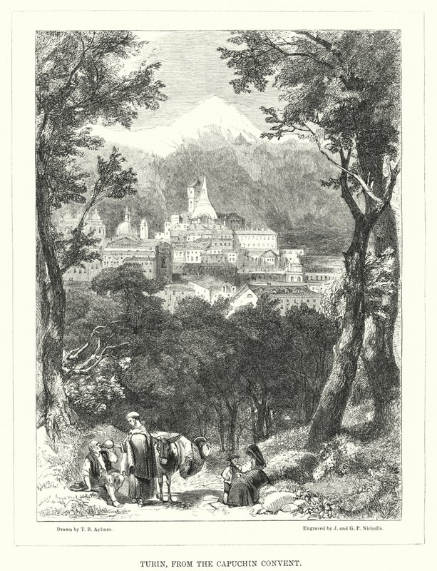 Torino, fra Kapucinerklosteret (gravering) af Thomas Brabazon Aylmer