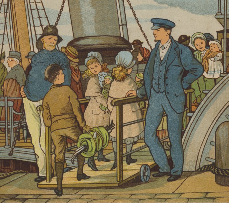 Folkestone: går om bord (farve litho) af Thomas Crane