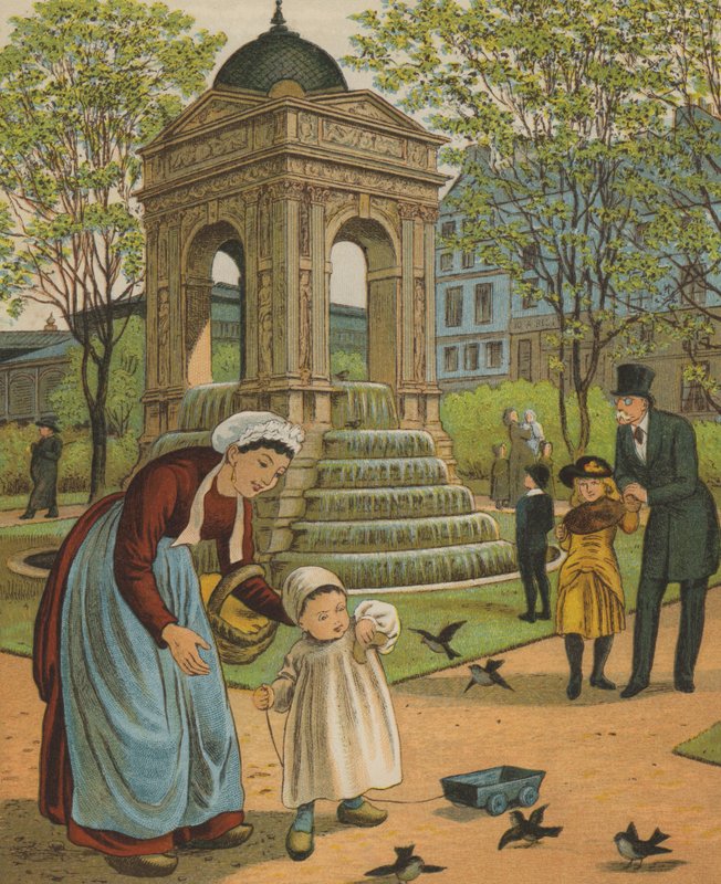 Paris: Fontaine des Innocents (farve litho) af Thomas Crane