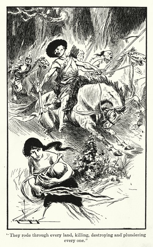Hunnerne (litografi) af Thomas Heath Robinson