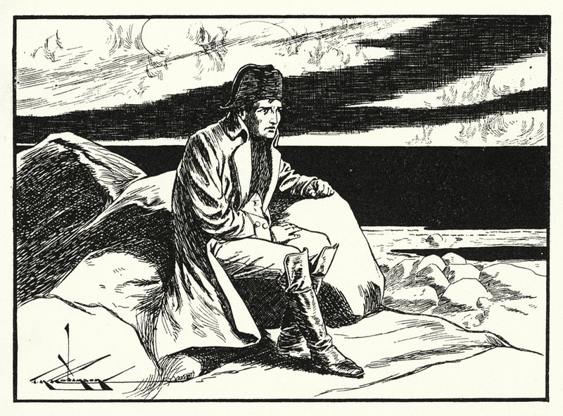 Napoleon på Sankt Helena (litografi) af Thomas Heath Robinson