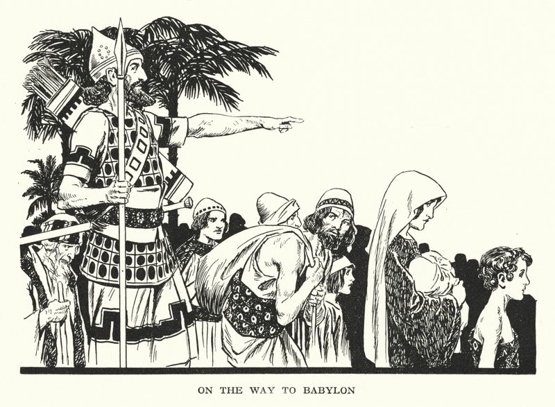 På vej til Babylon (litografi) af Thomas Heath Robinson