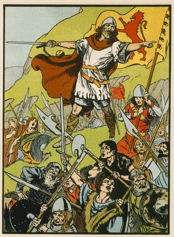 Wallace dirigerer sine soldater (farvelitografi) af Thomas Heath Robinson