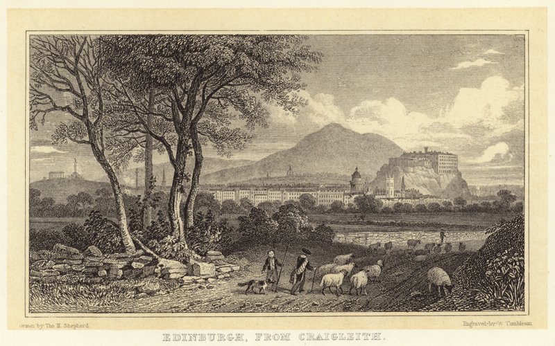 Edinburgh, fra Craigleith (gravering) af Thomas Hosmer (after) Shepherd