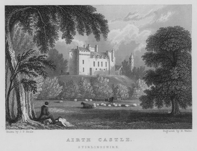 Airth Castle, Stirlingshire (gravering) af Thomas Hosmer Shepherd